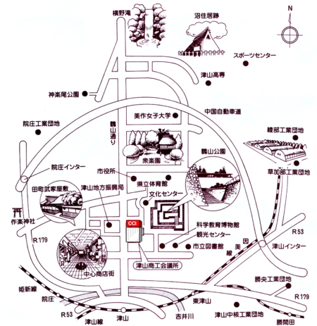 津山商工会議所　周辺マップ